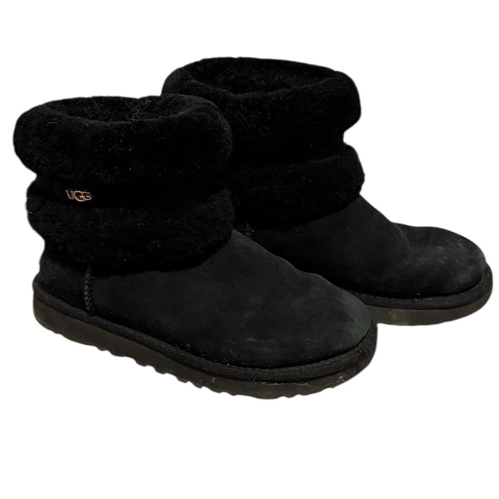 UGG Fluff Mini Belted Sherling Booties Black Size 6